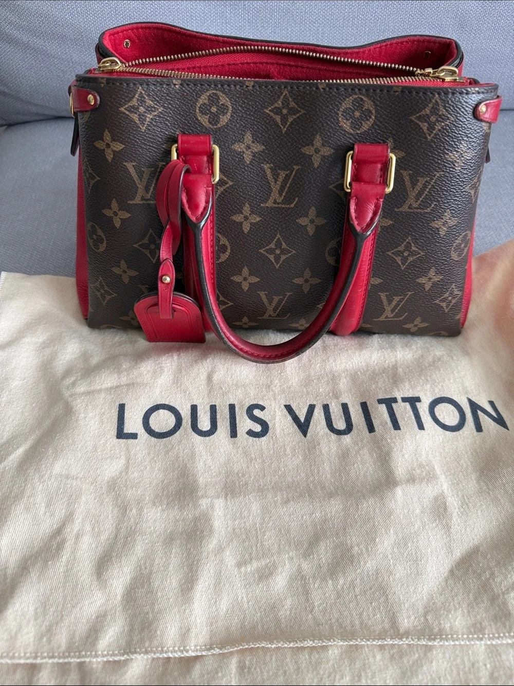 Louis Vuitton Small Soufflot Tote Monogram Canvas with Leather